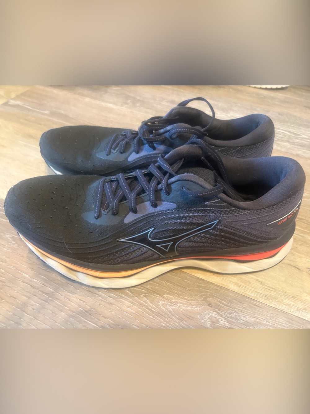 Mizuno Black Running Sneakers with Orange Logo Accents
